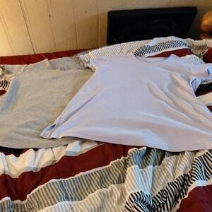 You Get Two Women's tee Or Sleep Shirt Gray One Is Purple Short Sleeves